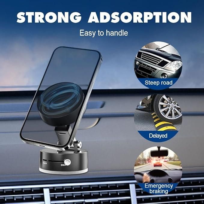 CEUTA Magnetic Car Phone Holder – Toggle Suction Lock, Adjustable Reach