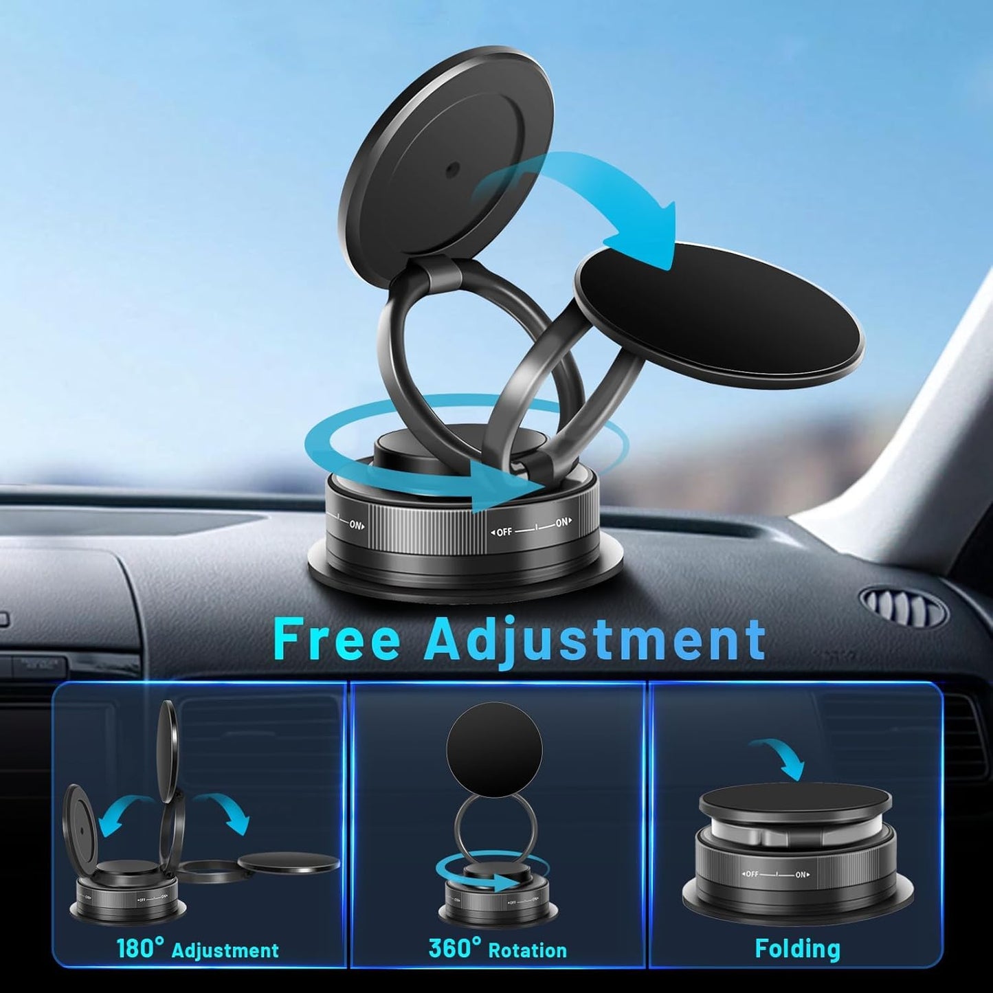CEUTA Magnetic Mobile Holder – 360° Rotating, Universal Phone Mount for Car, Desk & Mirror | Strong Grip for All Smartphones