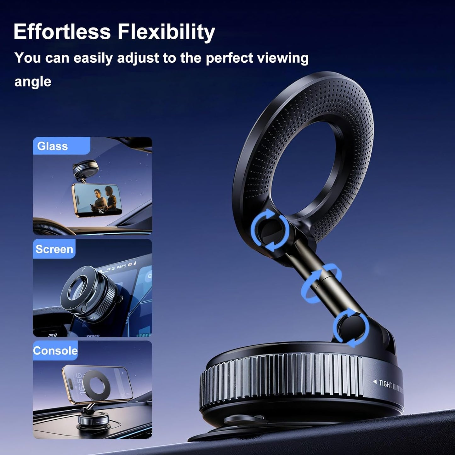 CEUTA Premium Magnetic Vacuum Phone Holder – 360° Foldable Mount for Car, Mirror & Desk | Compatible with All Smartphones
