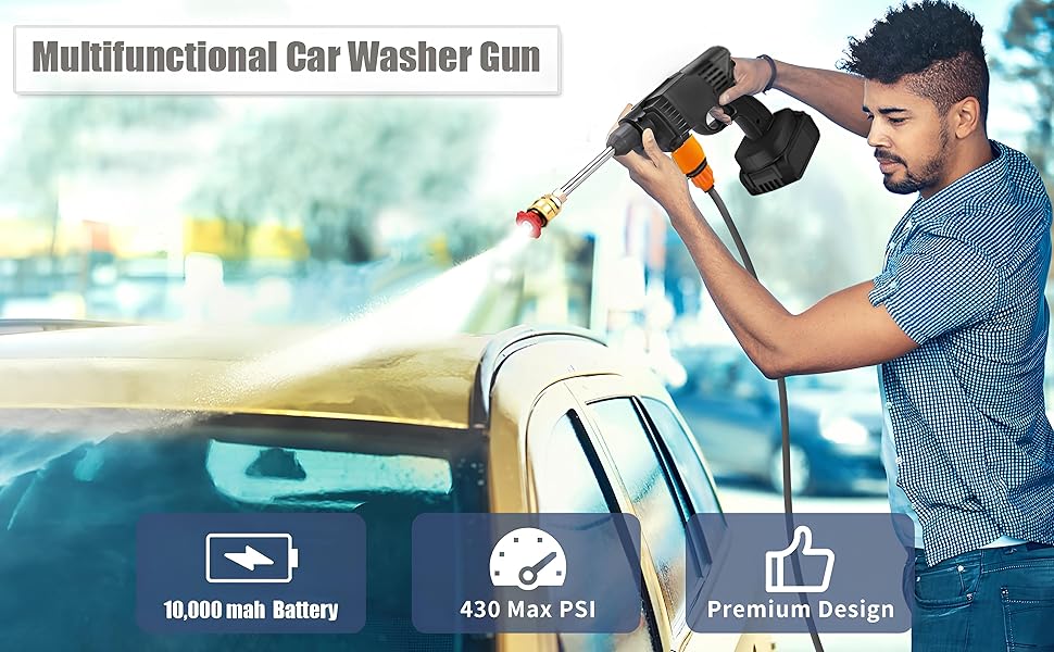 Portable Wireless  High Pressure Washer Gun