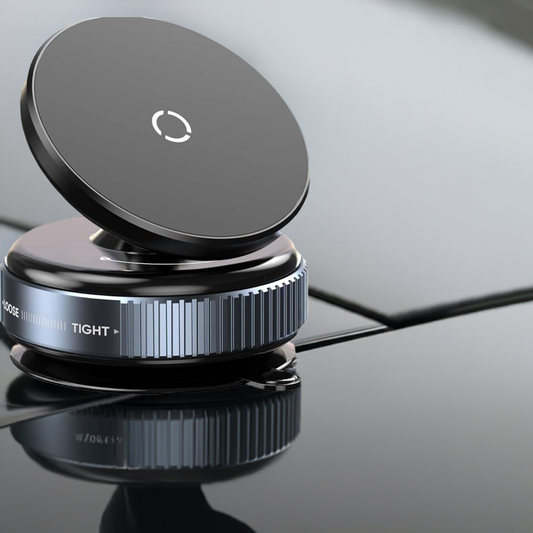 CEUTA Premium Magnetic Car Phone Holder – Vacuum Suction Mount, 360° Rotating, Black