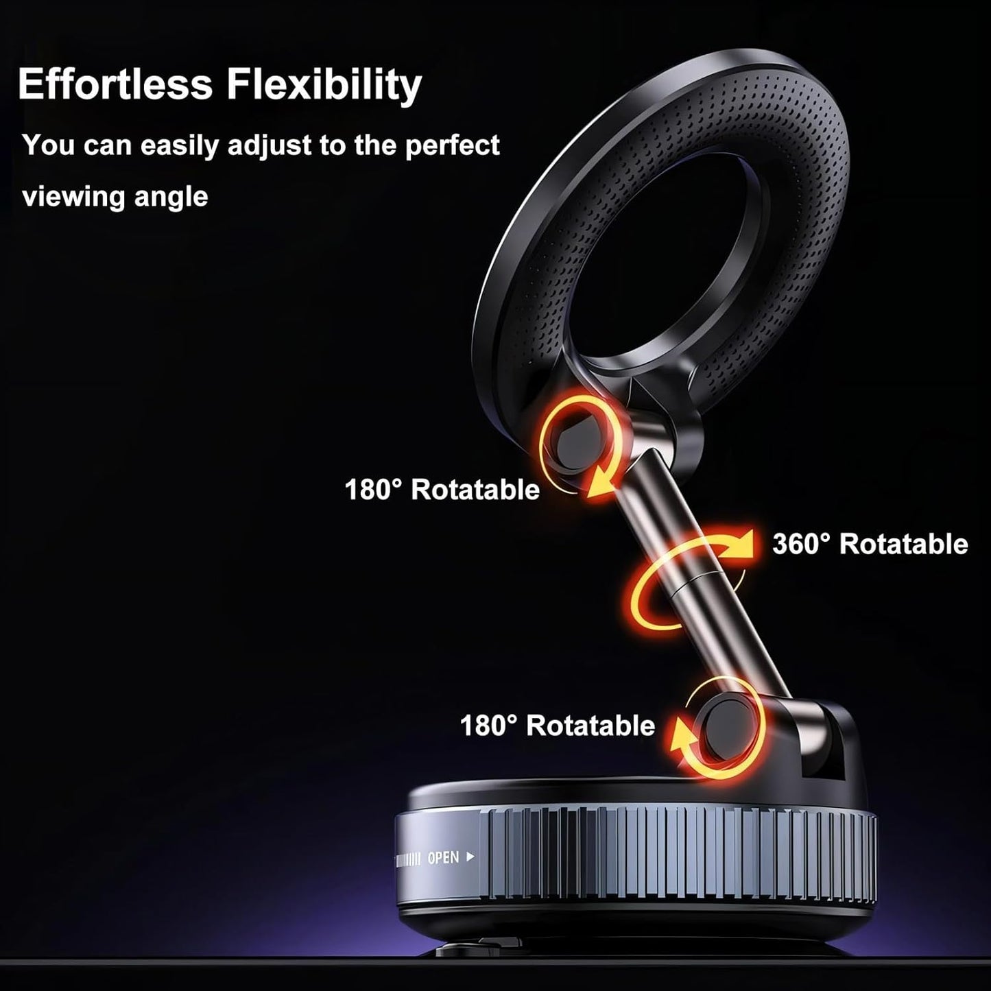 CEUTA Premium Magnetic Vacuum Phone Holder – 360° Foldable Mount for Car, Mirror & Desk | Compatible with All Smartphones