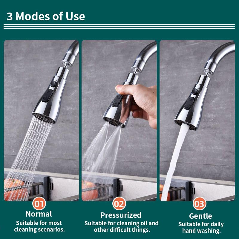 CEUTA Kitchen Faucet 3-function Pull Down Sink Sprayer (1 Pc)